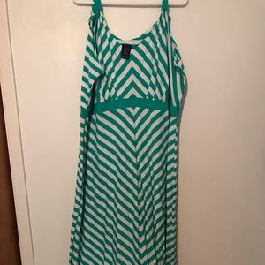 Teal and white maxi dress